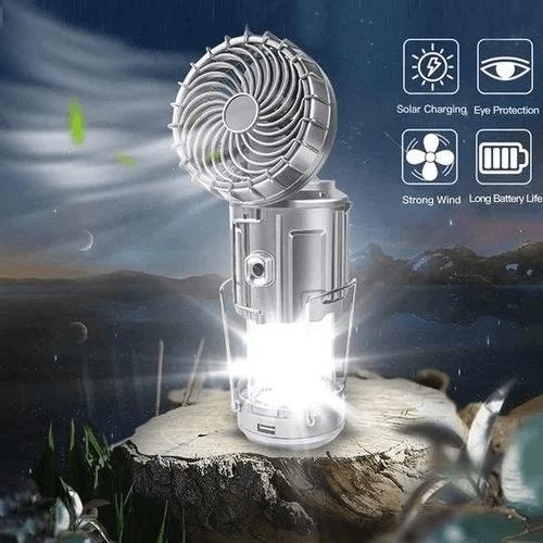 Portable Stretchable Solar Lithium Battery Electric Fan + Emergency Light