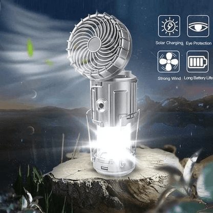 Portable Stretchable Solar Lithium Battery Electric Fan + Emergency Light