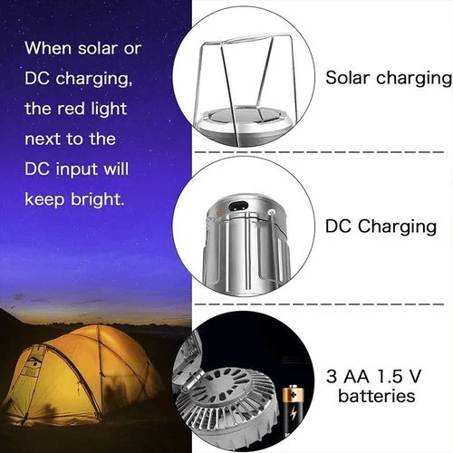 Portable Stretchable Solar Lithium Battery Electric Fan + Emergency Light