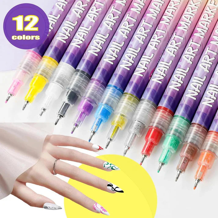 🎁Hot Sale 50% OFF⏳🎨12 Colors Nail Art Pens Set