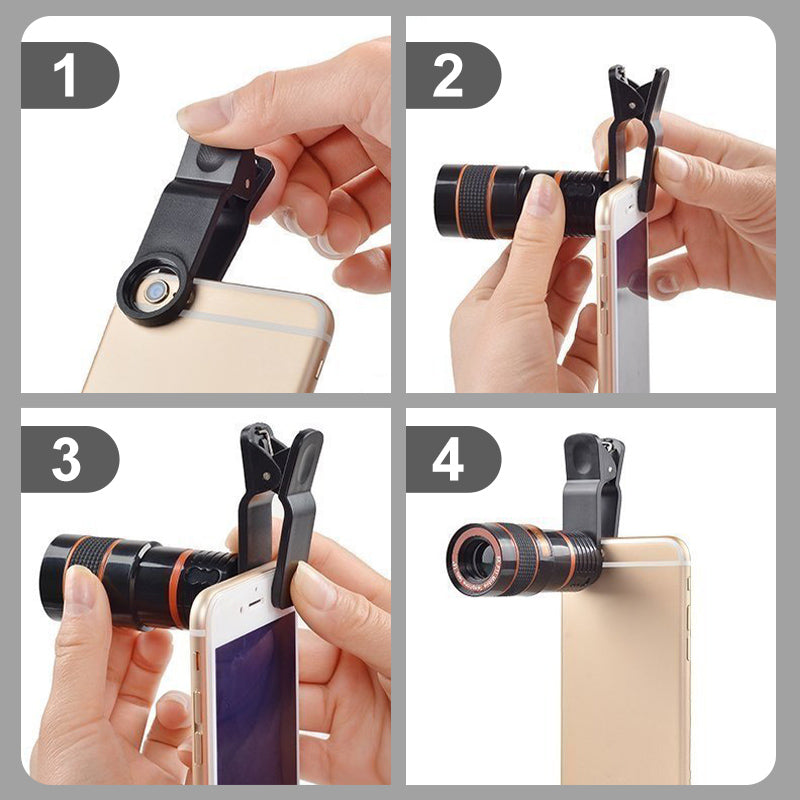 12/8X Phone Telephoto Lens with Tripod