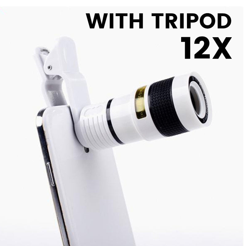 12/8X Phone Telephoto Lens with Tripod