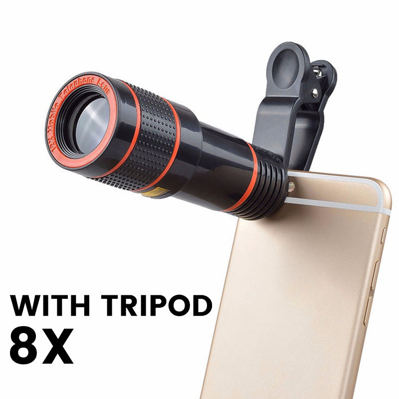 12/8X Phone Telephoto Lens with Tripod