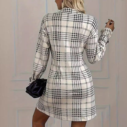 Women’s Graceful Plaid A-Line Shirt Dress